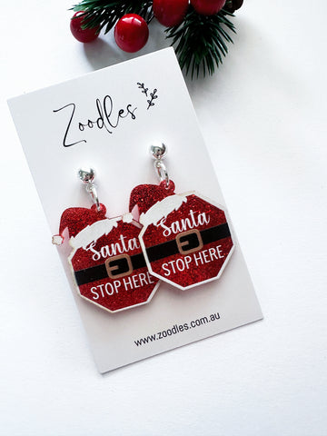 Zoodles Acrylic Dangles - Santa Stop Here