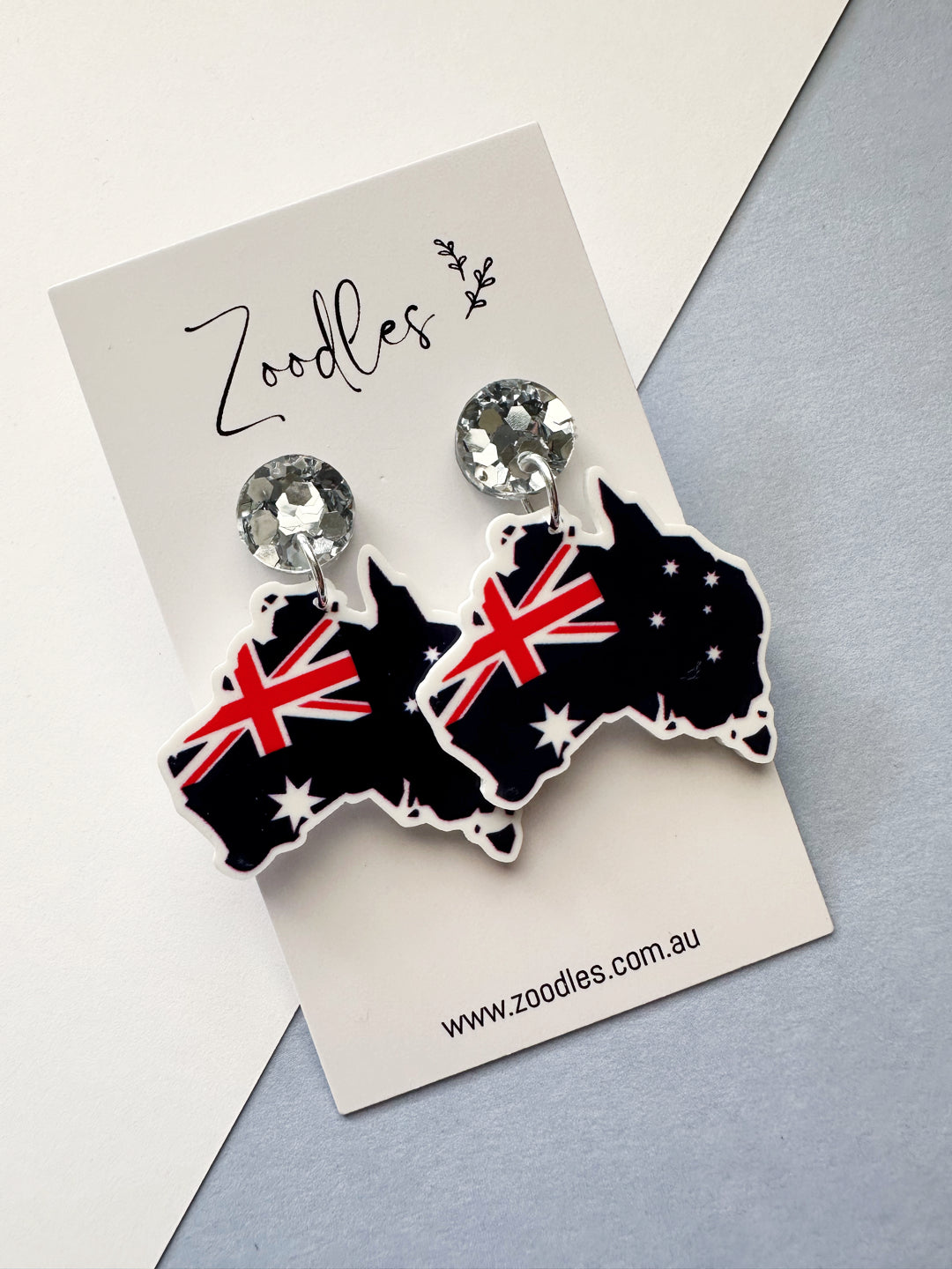 Zoodles Acrylic Dangles - Aussie Flag Map