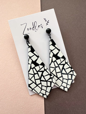 Zoodles Acrylic Dangles - Long Monochrome Aztec