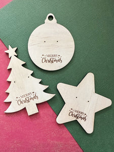 Zoodles Timber Merry Xmas Earring Board- Star