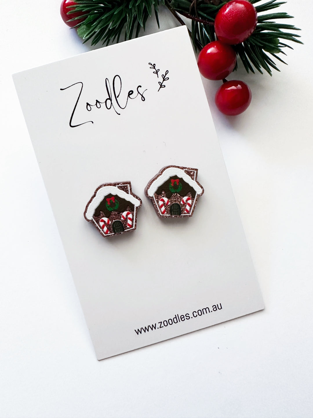 Zoodles Acrylic Gingerbread House Studs