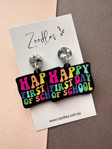 Zoodles Acrylic Dangles - Happy First Day of School