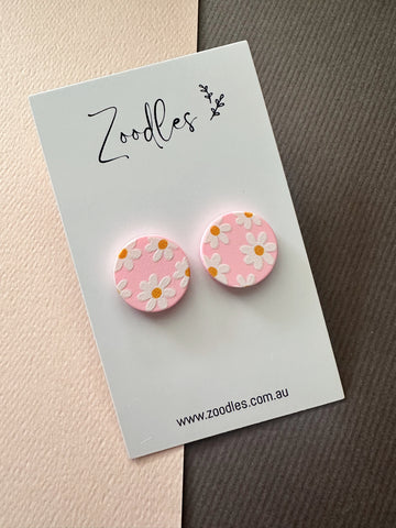 Zoodles Studs - Pink Daisies