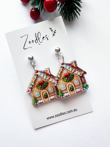 Zoodles Acrylic Dangles - Gingerbread House