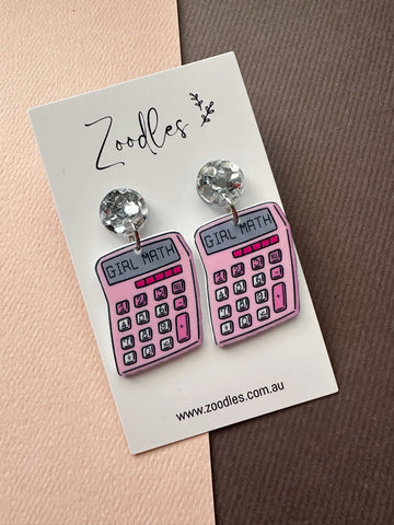 Zoodles Acrylic Dangles - Girl Math Calculator