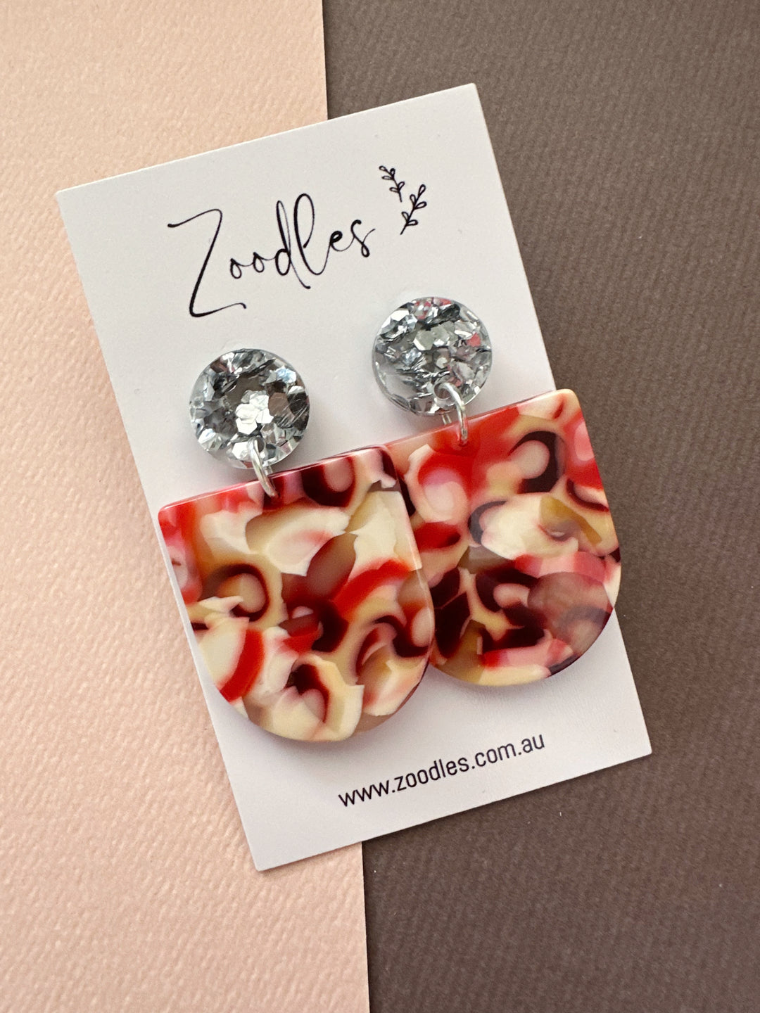 Zoodles Acrylic Dangles - Ruby Swirl