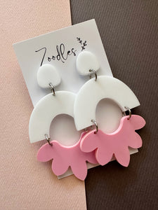 Zoodles Acrylic Statement Dangles - Pink & White