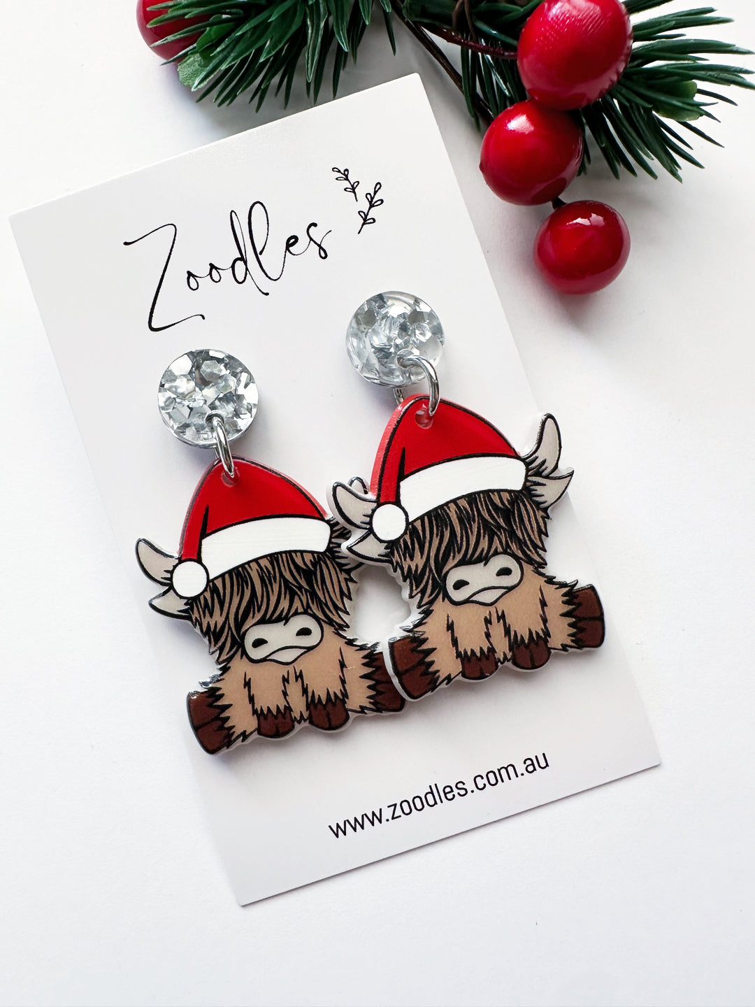 Zoodles Acrylic Dangles - Highland Cow