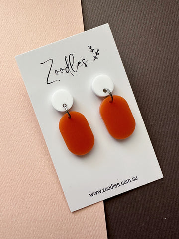 Zoodles Acrylic Small Dangles - Burnt Orange