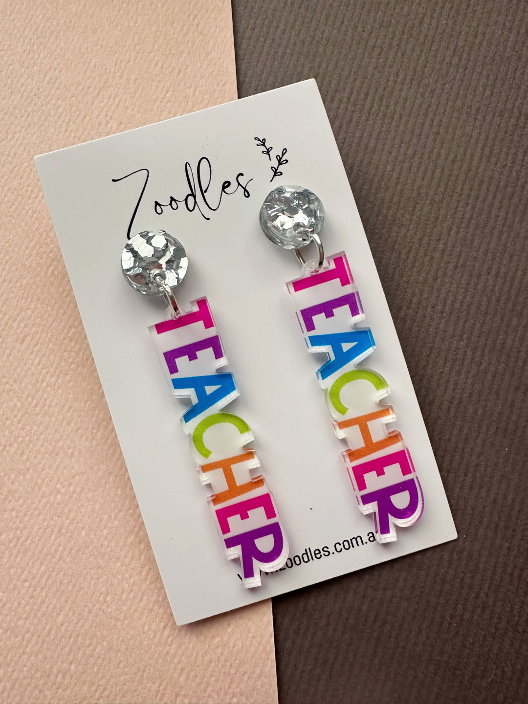 Zoodles Acrylic Dangles - Teacher