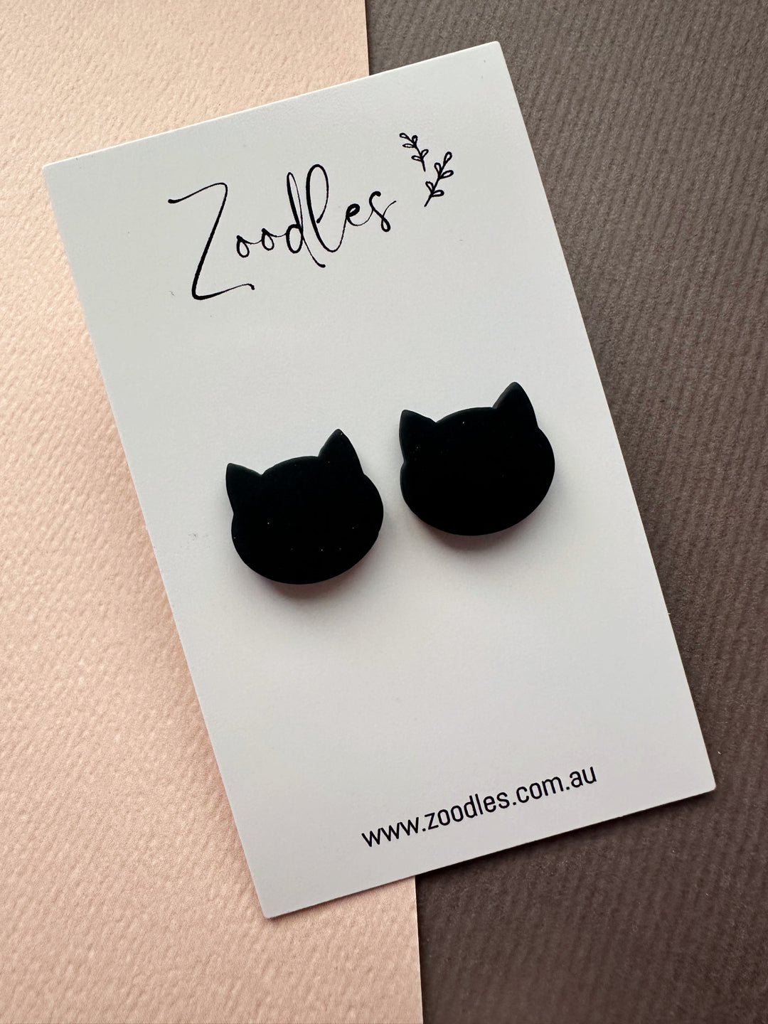 Zoodles Statement Studs - Black Kitty Cat