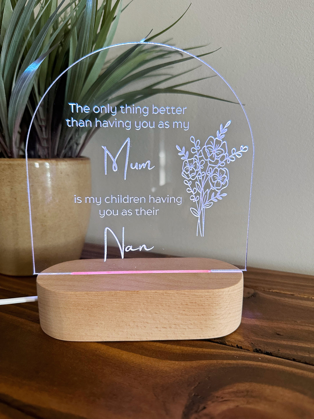 Zoodles Personalised Mother’s Day Keepsake Plaque & LED Night Light - Grandparent