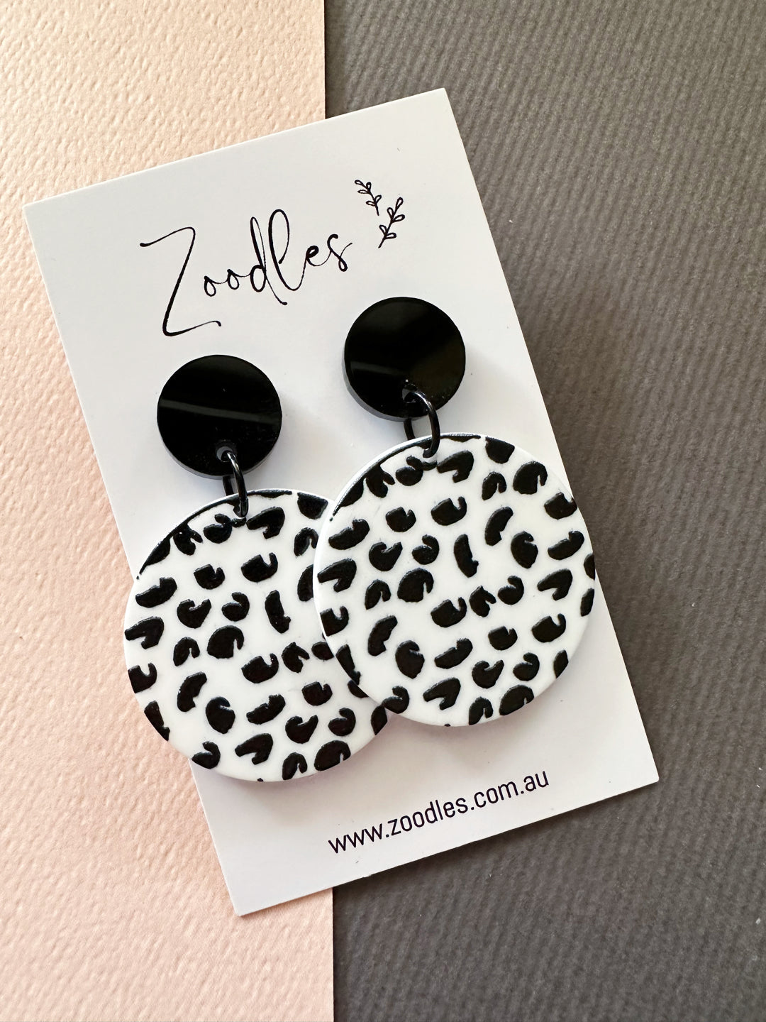 Zoodles Acrylic Dangles - Monochrome Animal Print