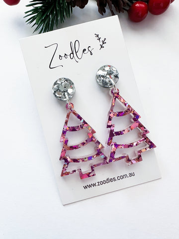 Zoodles Acrylic Dangles - Purple Kaleidoscope Christmas Tree