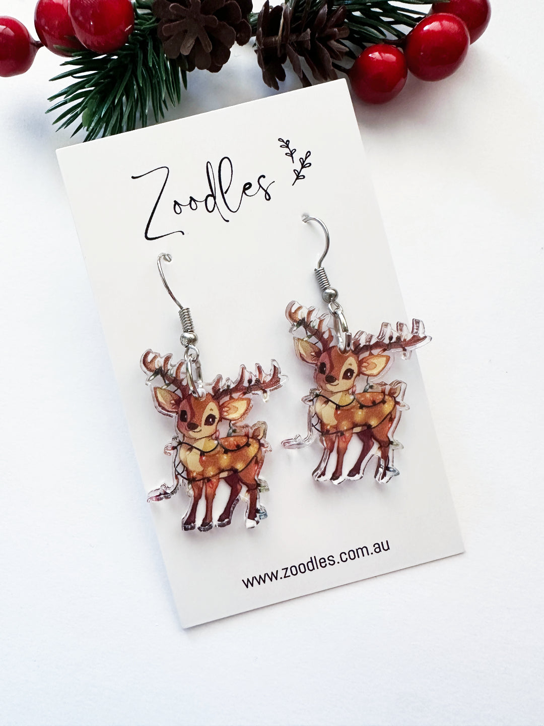 Zoodles Acrylic Hook Dangles - Reindeer