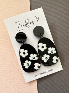 Zoodles Acrylic Dangles - Monochrome Flowers