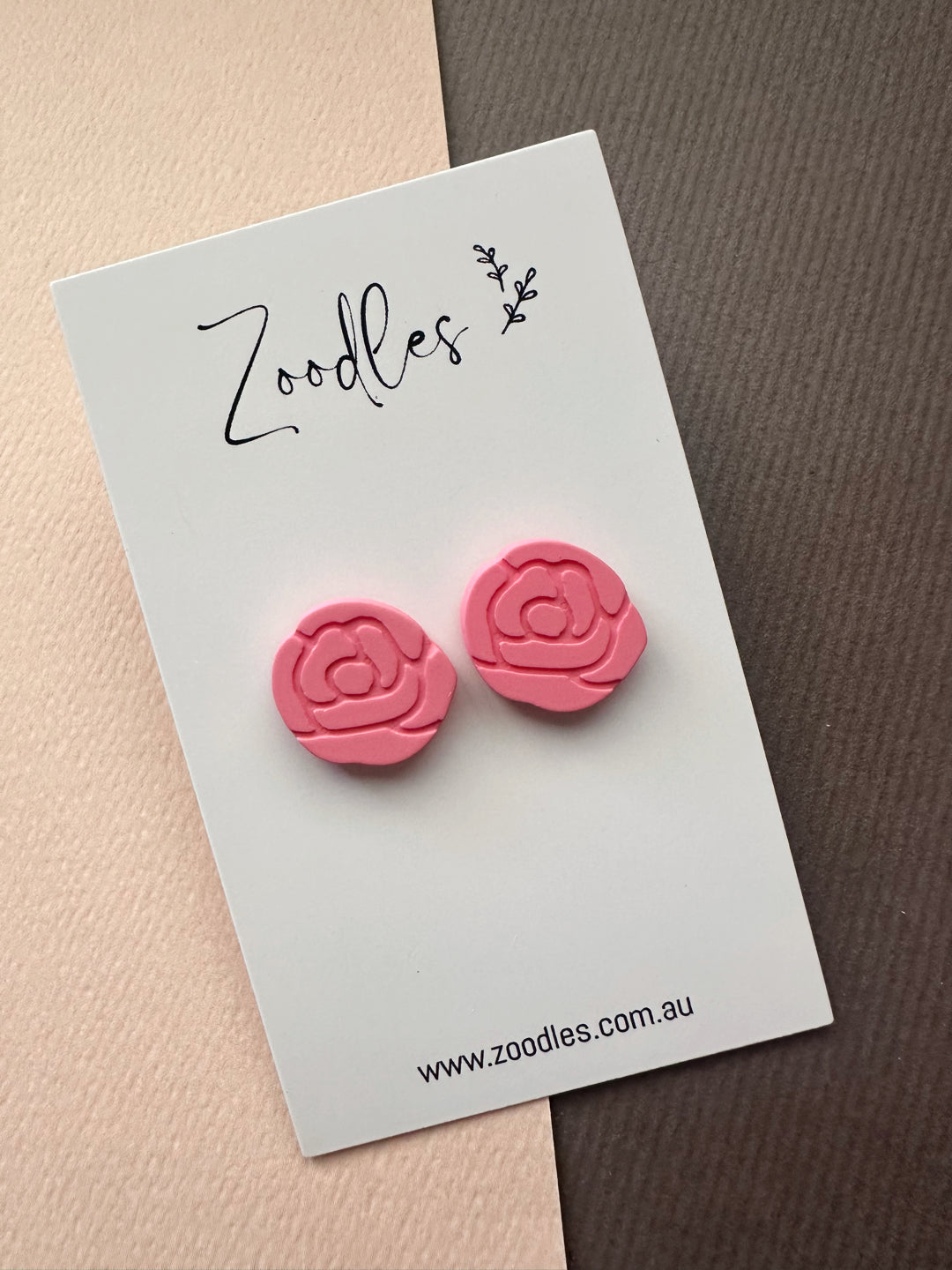 Zoodles Studs - Pink Roses