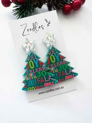 Zoodles Acrylic Dangles - Christmas Joy Tree