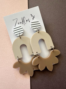 Zoodles Acrylic Statement Dangles - Mocha & Stone Arch Stripe