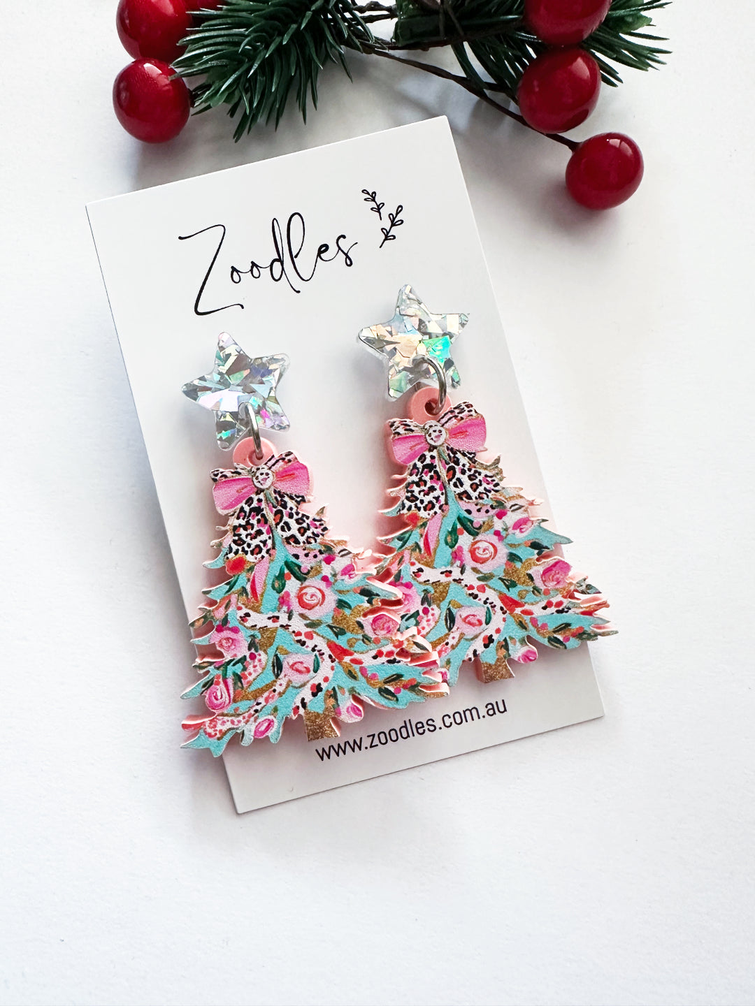 Zoodles Acrylic Dangles -  Pastel Christmas Tree