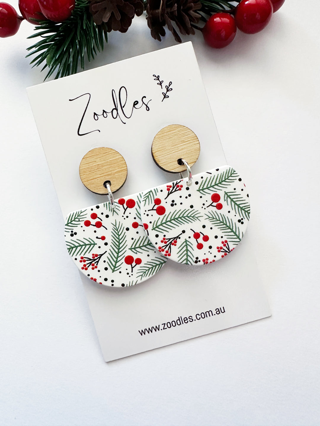 Zoodles Acrylic Dangles - Christmas Holly