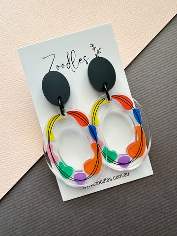 Zoodles Acrylic Dangles - Chunky Oval Brights