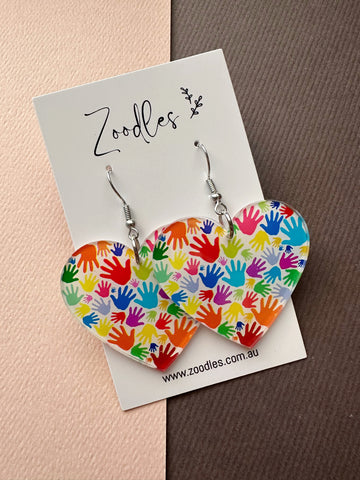 Zoodles Acrylic Hook Dangles - Rainbow Hands