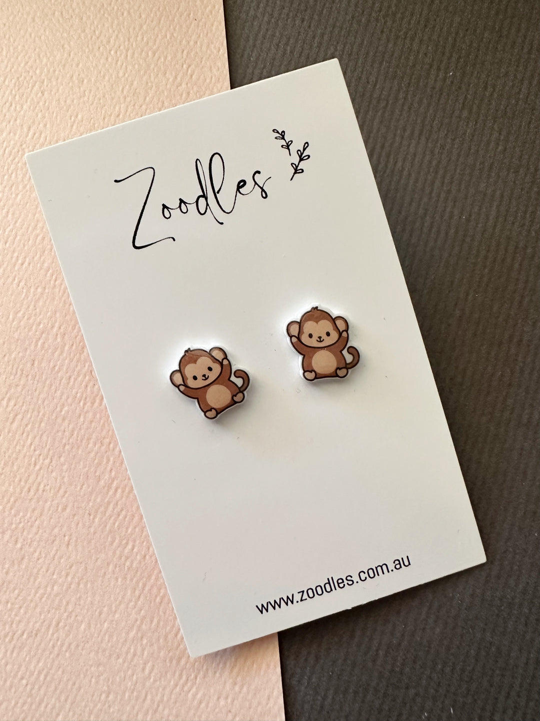 Zoodles Acrylic Mini Studs - Monkey