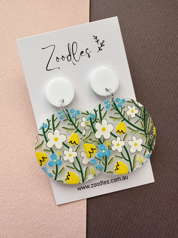 Zoodles Acrylic Dangles - Blue & Yellow Floral