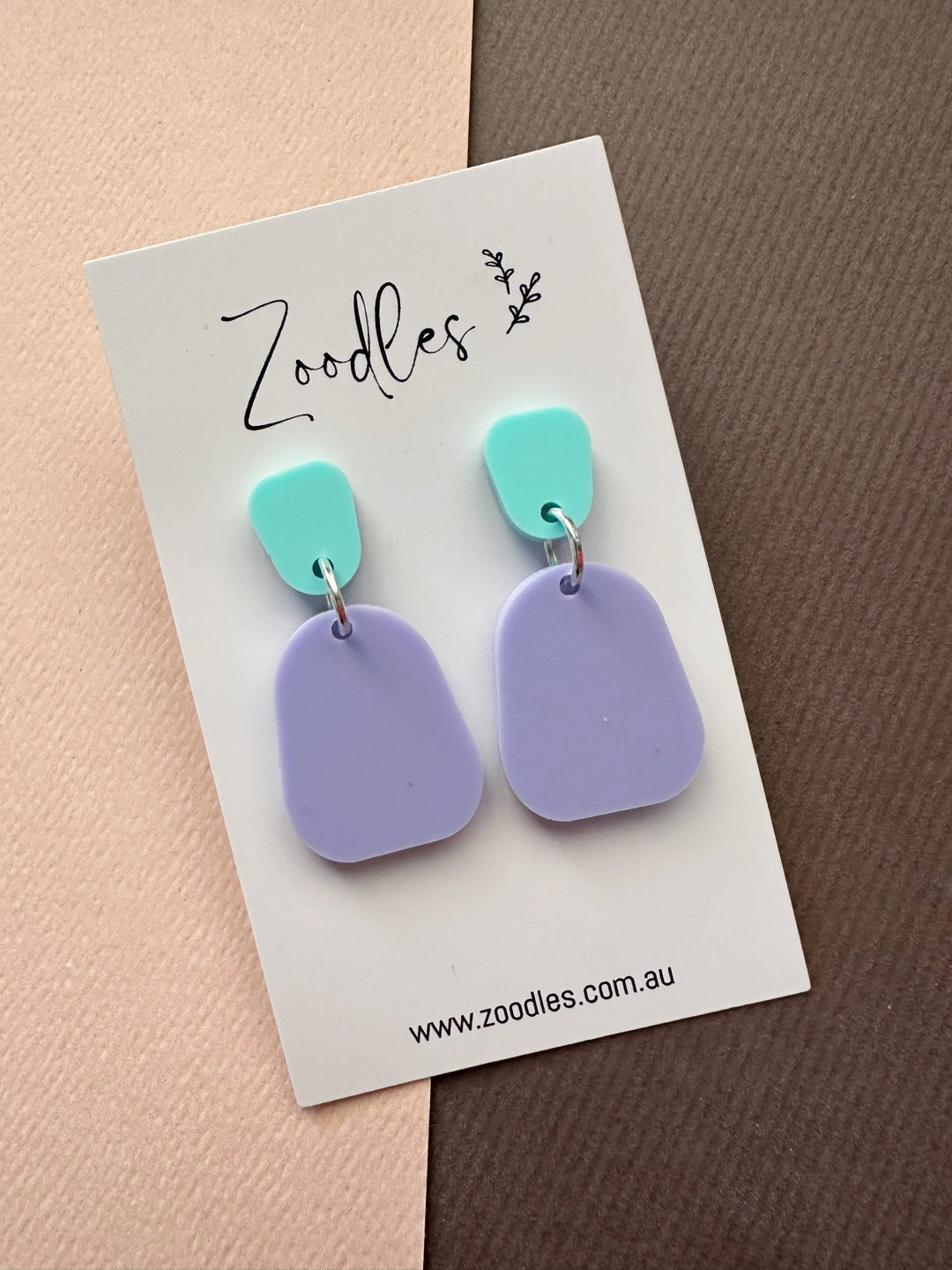 Zoodles Acrylic Dangles - Mint & Lilac Pebbles