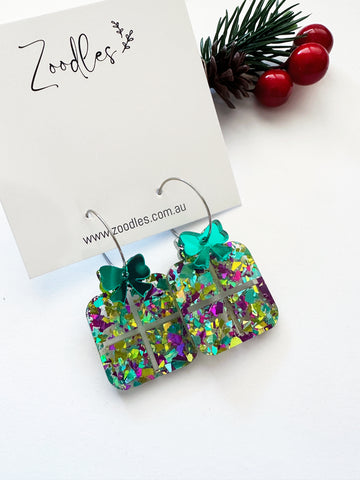 Zoodles Acrylic Hoop Dangles - Kaleidoscope Lime Gifts