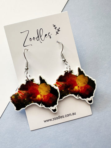 Zoodles Acrylic Hook Dangles - Australia Map with Flags