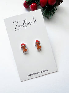 Zoodles Acrylic Mini Studs -  Chihuahua in Santa hat