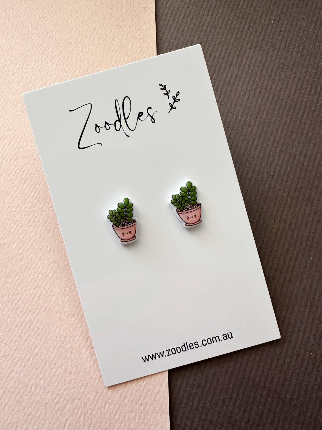 Zoodles Acrylic Mini Studs - Succulent Pot Plant