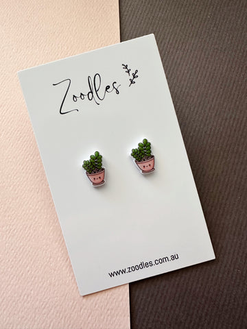 Zoodles Acrylic Mini Studs - Succulent Pot Plant