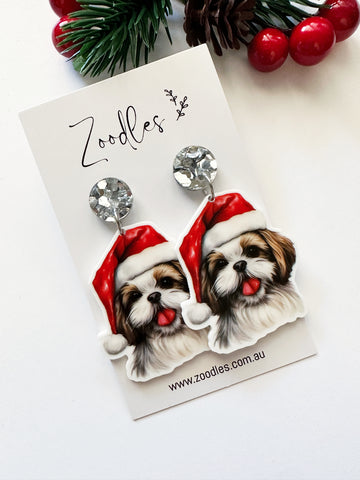 Zoodles Acrylic Dangles - Small White & Brown Dog