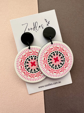 Zoodles Acrylic Statement Dangles - Mandala