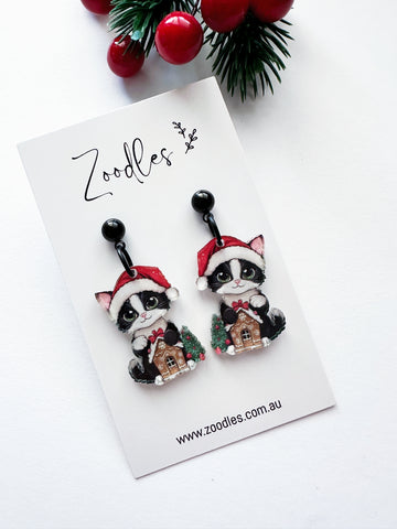 Zoodles Acrylic Dangles - Christmas Kitty