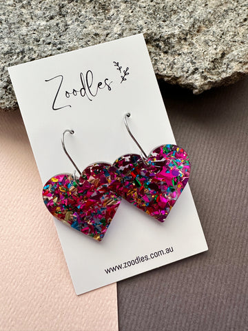 Zoodles Acrylic Hook Dangles - Pink Kaleidoscope Hearts