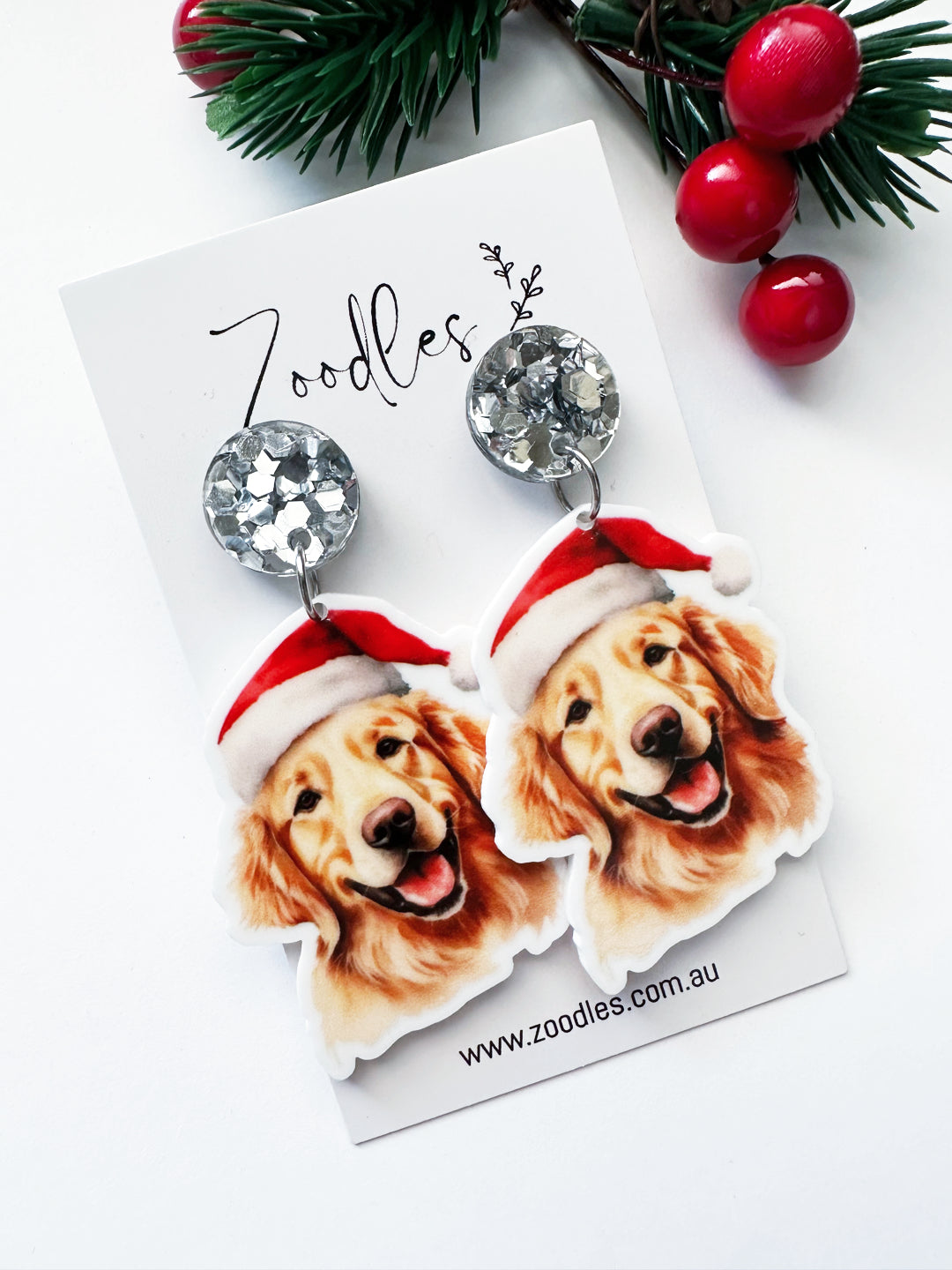 Zoodles Acrylic Dangles - Golden Retriever Dog