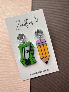 Zoodles Acrylic Dangles - Pencil & Sharpener