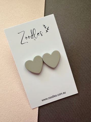 Zoodles Statement Studs - Grey Hearts