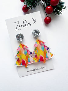 Zoodles Acrylic Dangles - Rainbow Watercolour Christmas Tree