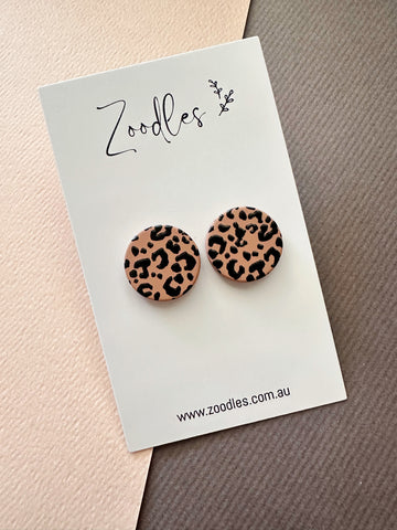 Zoodles Statement Studs -  Clay Leopard