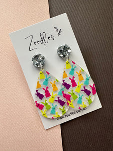 Zoodles Acrylic Dangles - Teardrop Bunnies