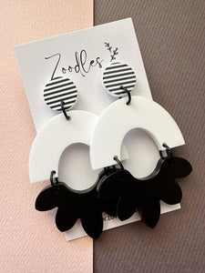 Zoodles Acrylic Statement Dangles - Monochrome Stripe