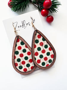 Zoodles Teardrop Hook Dangles - Christmas Polka Dot