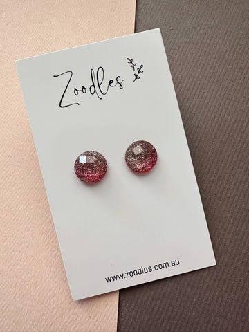 Zoodles Studs - Pink Glitter