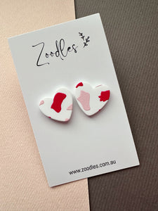 Zoodles Statement Studs - Pink Hearts