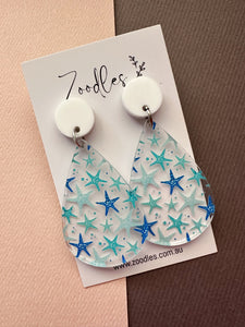 Zoodles Acrylic Dangles - Large Starfish Teardrops